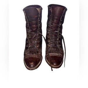 Vintage Brown Leather Lace-Up Boots USA Made Women’s Size 7.5 M
